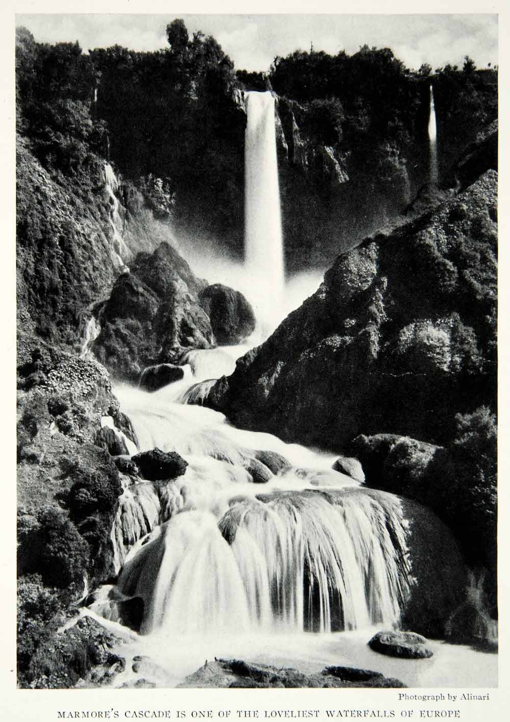 1928 Print Marmore's Cascade Cascata delle Marmore Roman Waterfall NGMA1