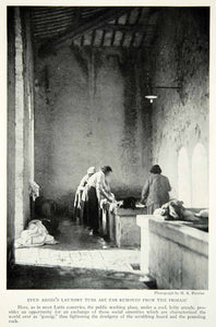 1928 Print Assisi Washing Laundry Women Stone Tubs Italy Italian NGMA1