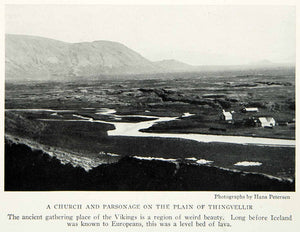 1928 Print Thingvellir Plains Iceland Church Landscape Historical Image NGMA1