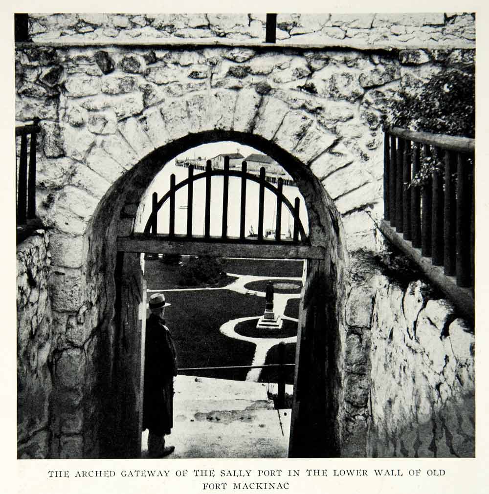 1928 Print Michilimackinac Michigan Fort Mackinac Arched Gateway Sally NGMA1