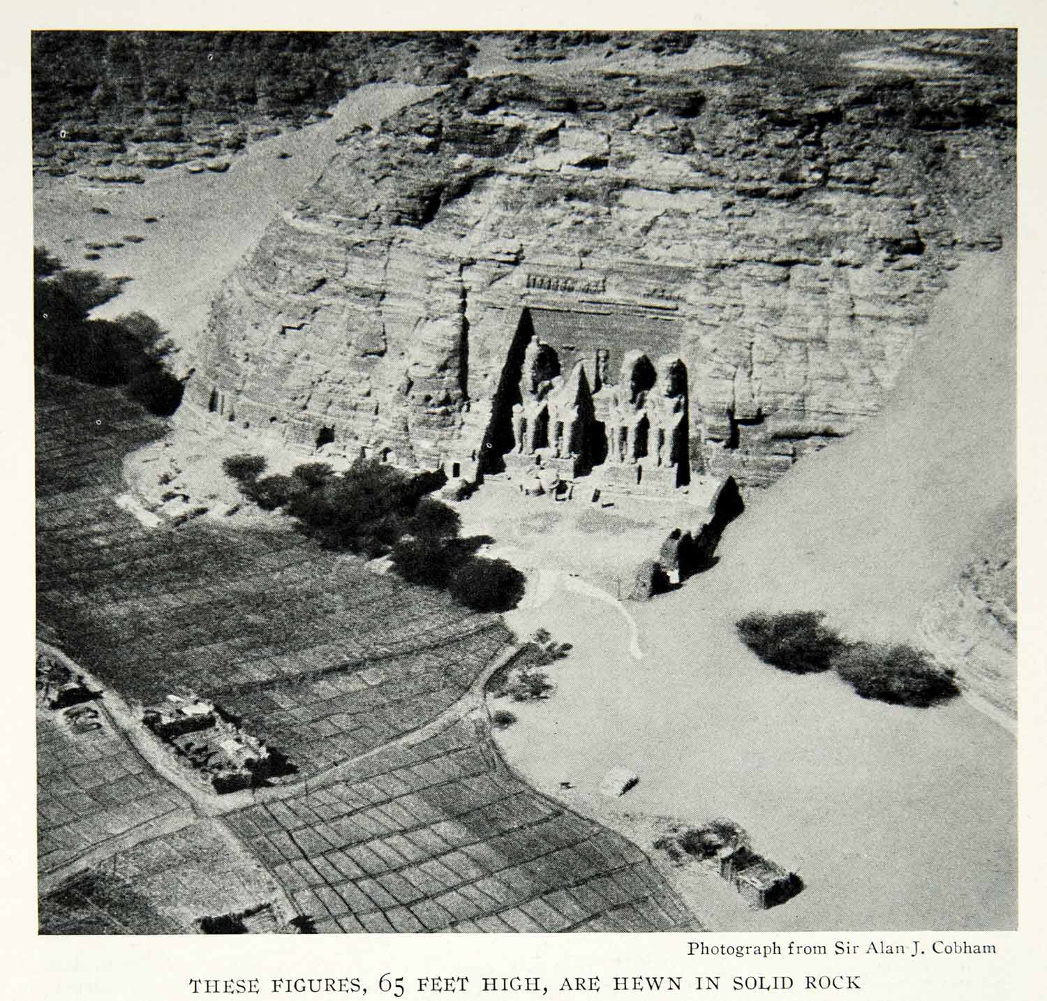 1928 Print Temple Abu Simbel Egypt Aerial View Statues Historical Image NGMA1