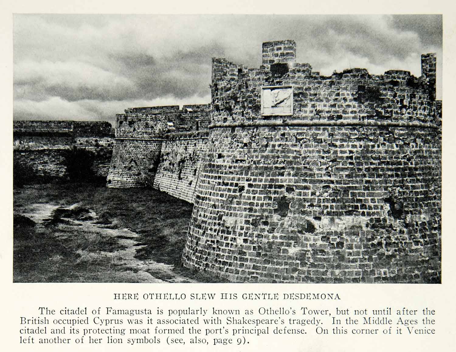1928 Print Famagusta Citadel Othello Tower Architecture Fortress NGMA1