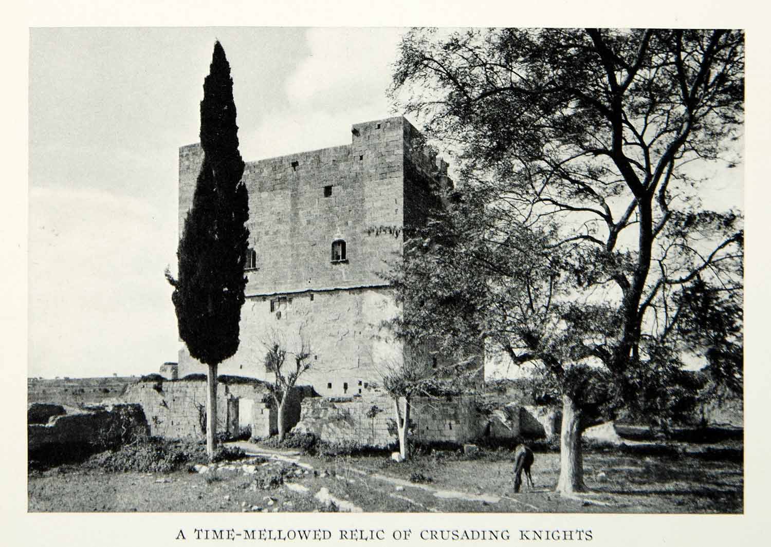 1928 Print Tower Collossi Cyprus Limassol Knights Templar Crusader Castle NGMA1
