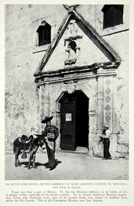 1928 Print Concepcion Mission San Antonio Texas Lone Star State Donkey NGMA1