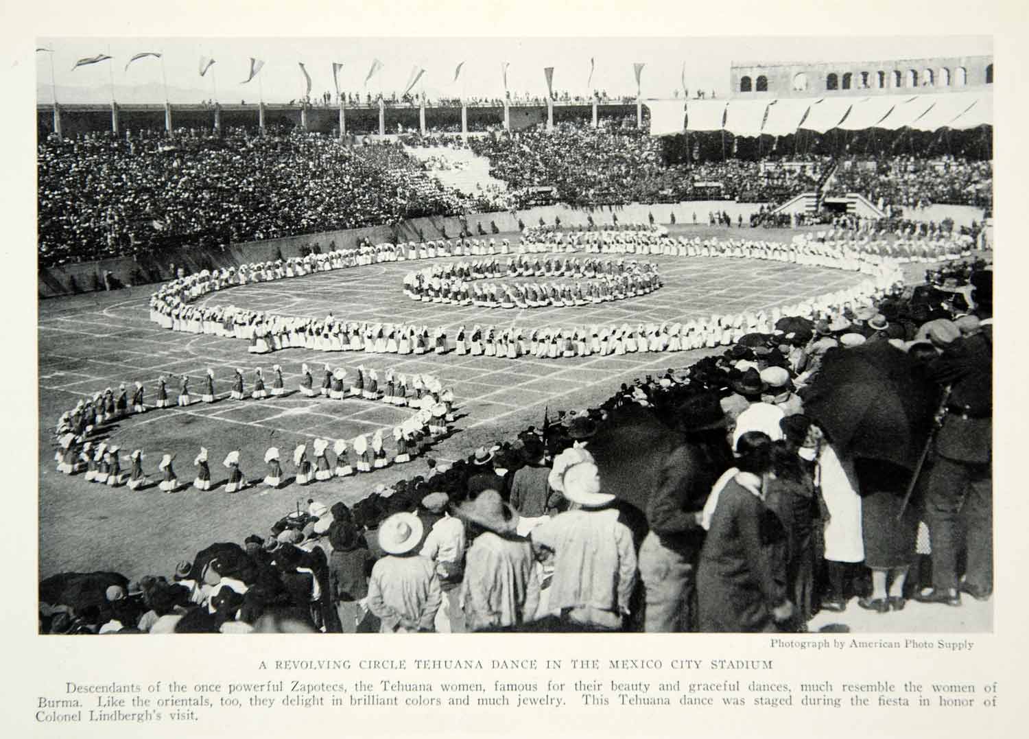 1928 Print Tehuana Dance Mexico City Stadium Colonel Lindbergh Spirit St NGMA1