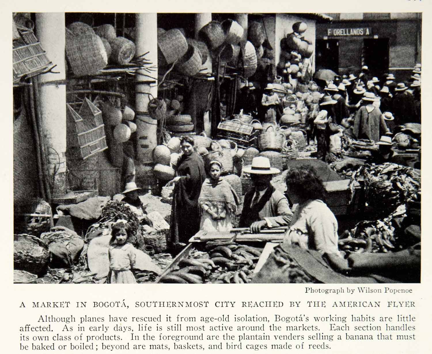 1928 Print Bogota Columbia Market Bazaar Produce Historical Image Ethnic NGMA1