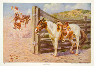 1923 Color Print Mustang Breed Horse Wild West Equestrian Edward Miner NGMA1