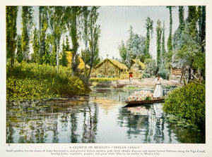 1923 Color Print Lake Xochimilco Mexico Viga Canal Garden Traditional NGMA1