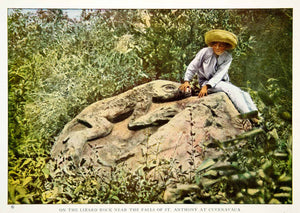 1923 Color Print Lizard Carved Rock St. Anthony Falls Cuernavaca Mexico NGMA1