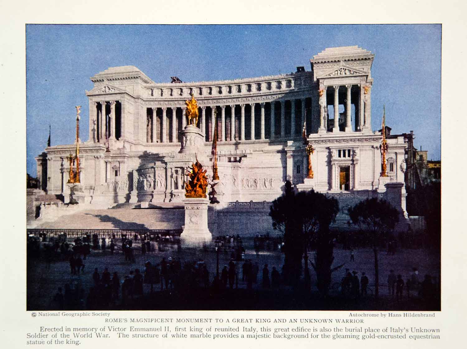1928 Color Print Rome Monument King Victor Emmanuel II Tomb Unknown NGMA1