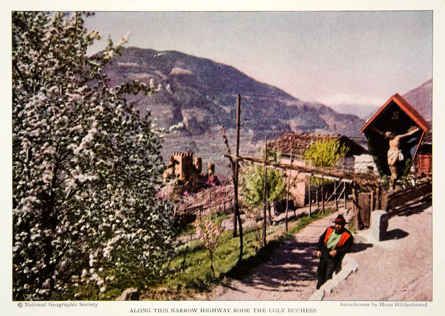 1928 Color Print Highway Rode Castle Tyrol Margaret Duchess Historical NGMA1