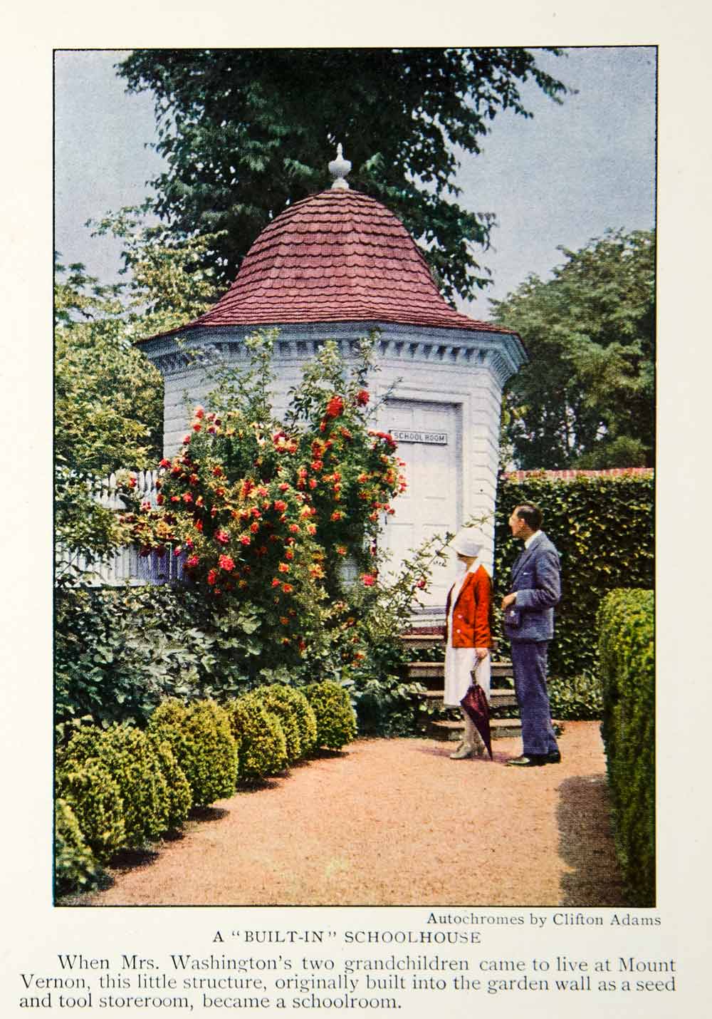 1928 Color Print George Washington Martha Mount Vernon Outbuilding Historic