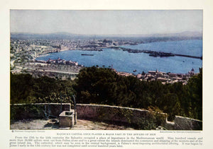 1928 Color Print Majorca Capital Palma Spanish Island Mediterranean Cityscape