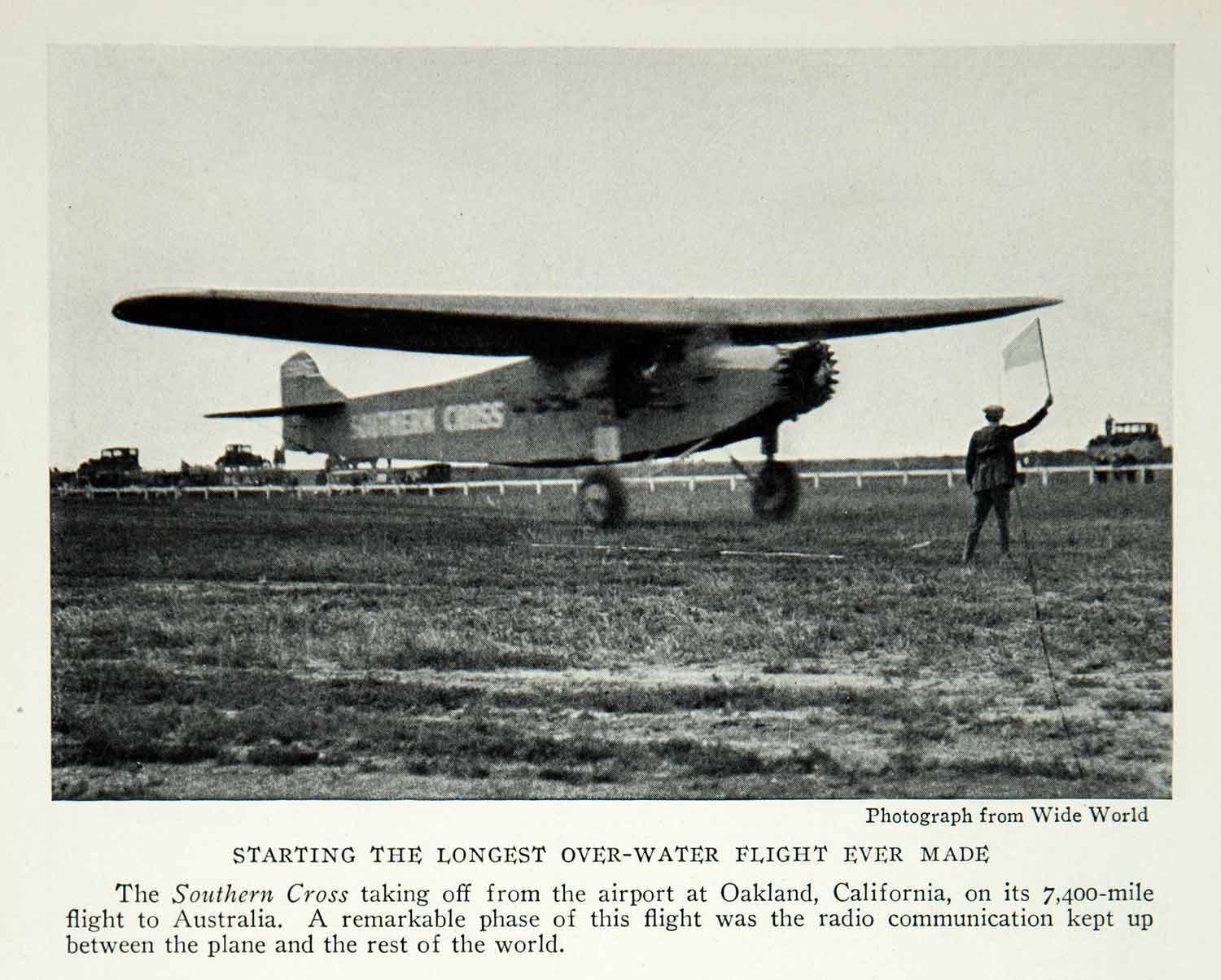1928 Print Southern Cross Aircraft Flight Australia Oakland