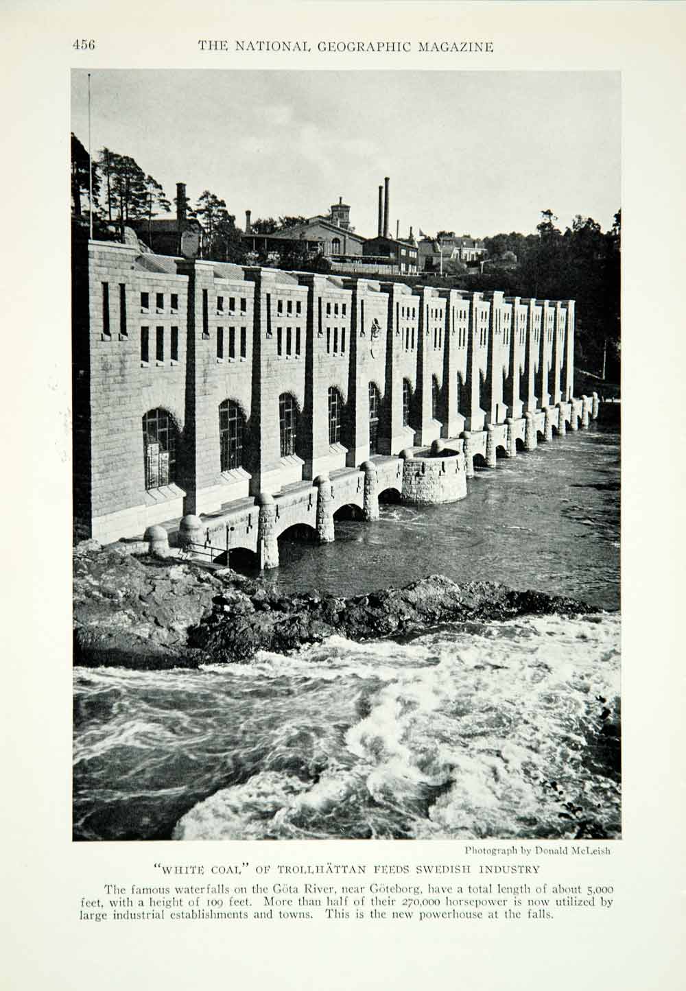1928 Print Hydroelectric Plant Gota River Goteborg Sweden Historical Image NGMA2