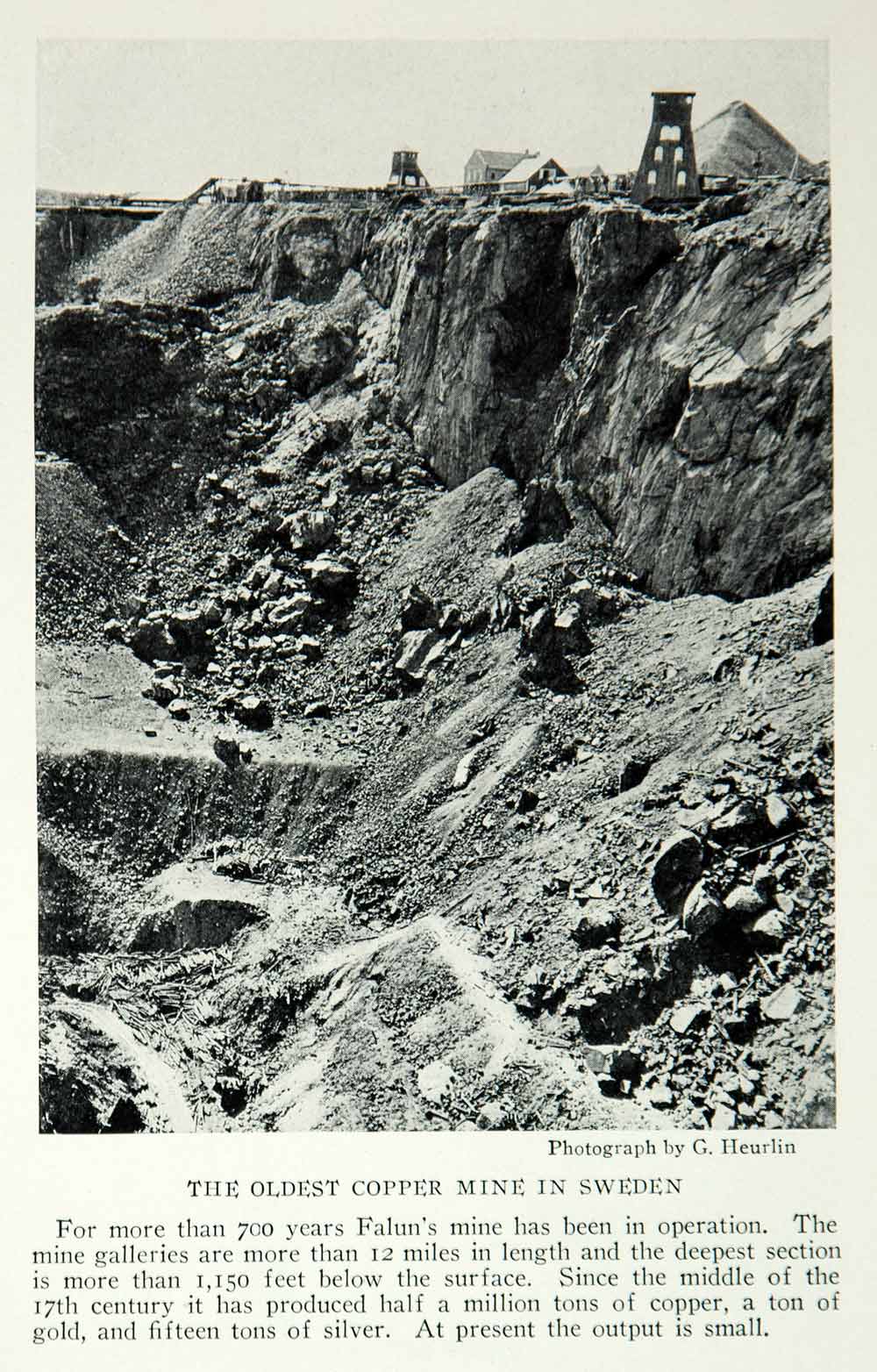1928 Print Falun Copper Mine Sweden Mining Industrial Landscape Historical NGMA2