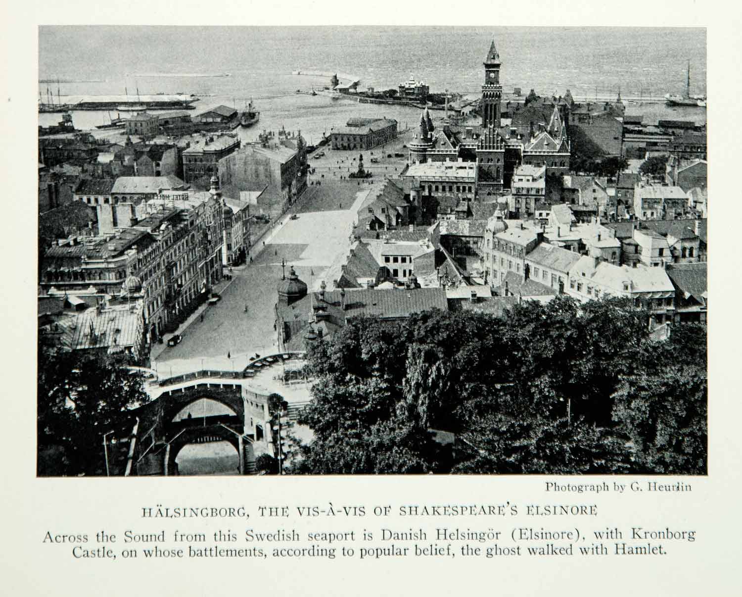 1928 Print Sweden City Halsingoborg Port Cityscape Historical Image View NGMA2