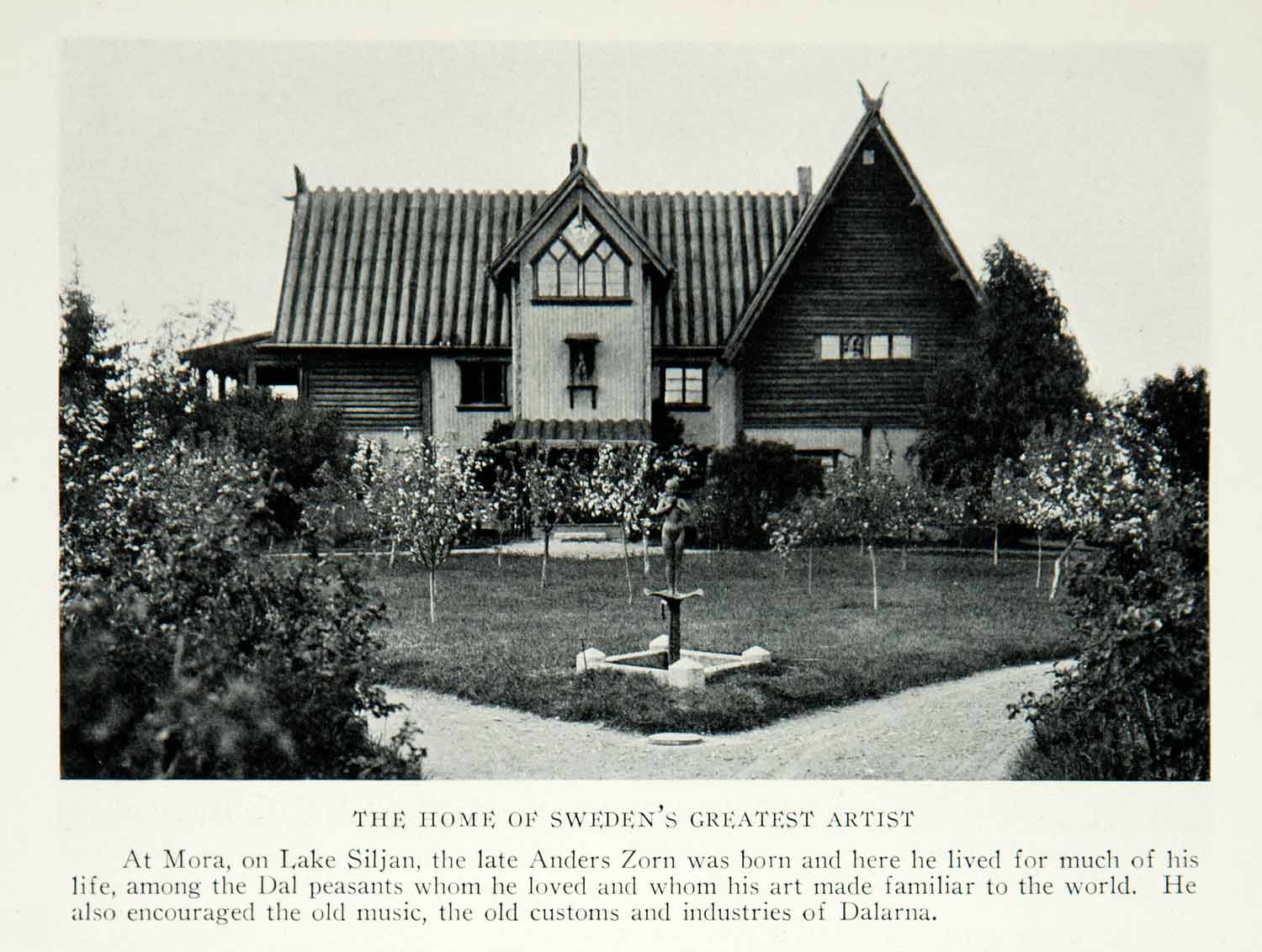 1928 Print Anders Zorn Home Lake Siljan Mora Sweden Architecture Historic NGMA2