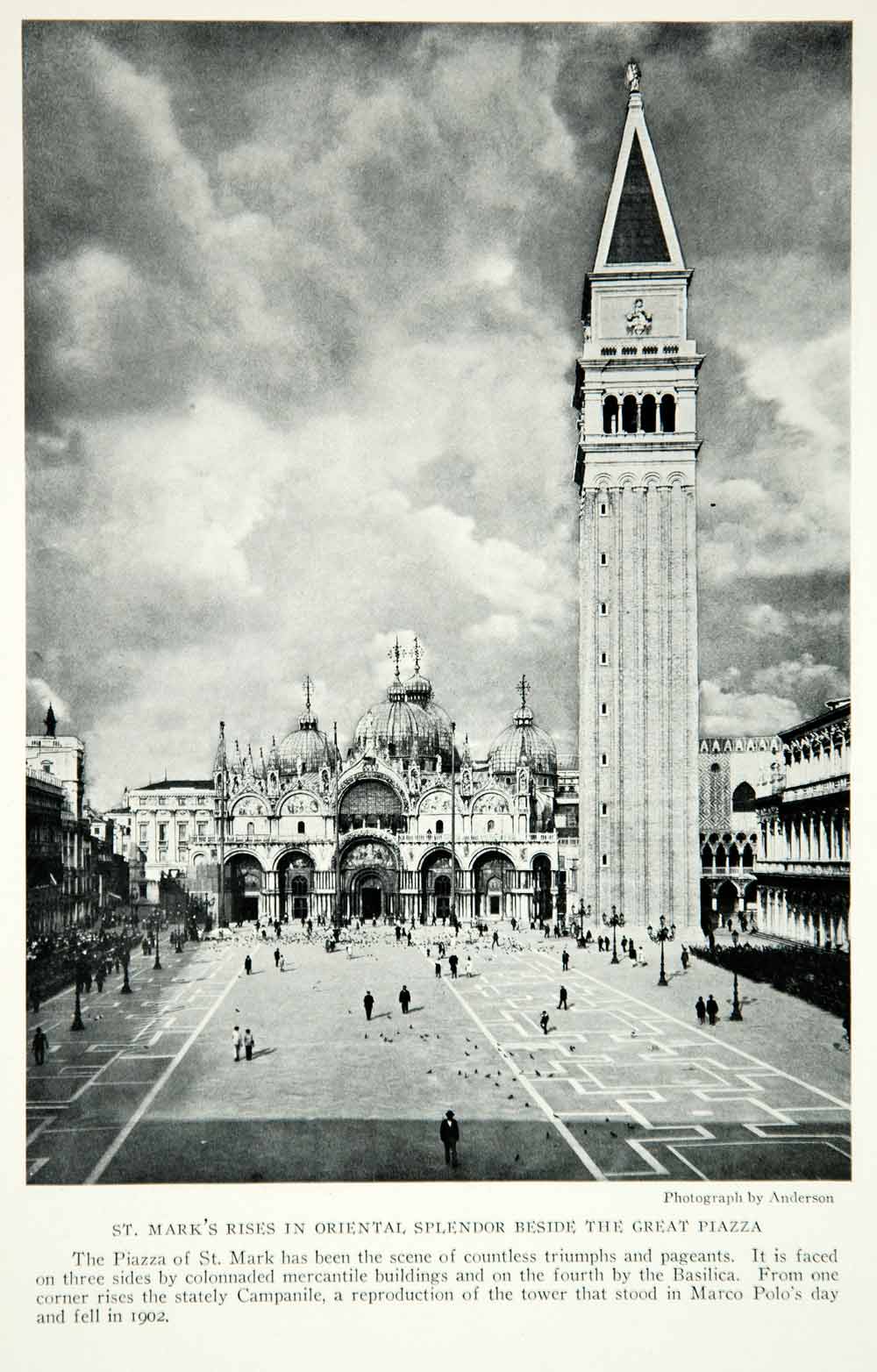1928 Print Piazza Saint Mark Venice Italy Architecture Historical Image NGMA2