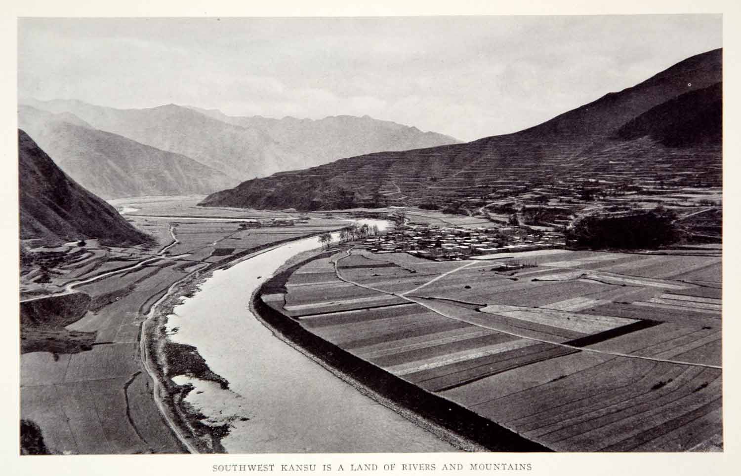 1928 Print Kansu Landscape Tsingkwei Choni China Mountains Historical View NGMA2