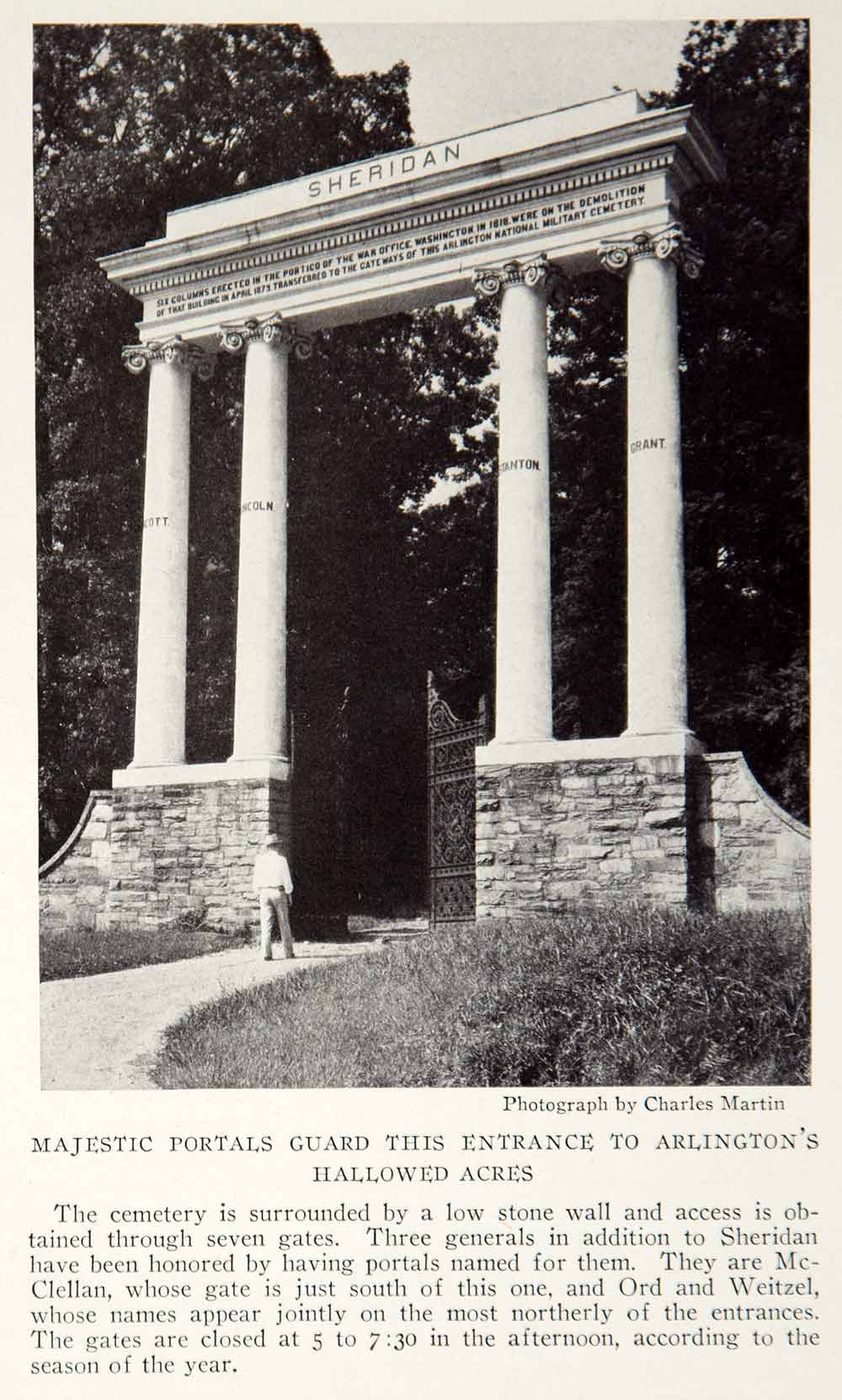 1928 Print Arlington National Cemetery Pillars Gateway Historical Image NGMA2