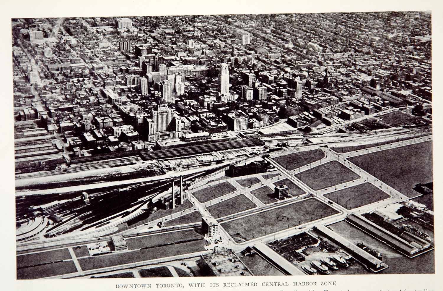 1932 Print Toronto Canada Cityscape Aerial View Central Harbor Historical NGMA2