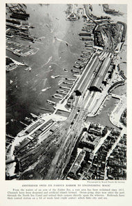 1933 Print Amsterdam Netherlands Harbor Aerial View Historical Image Boats NGMA2