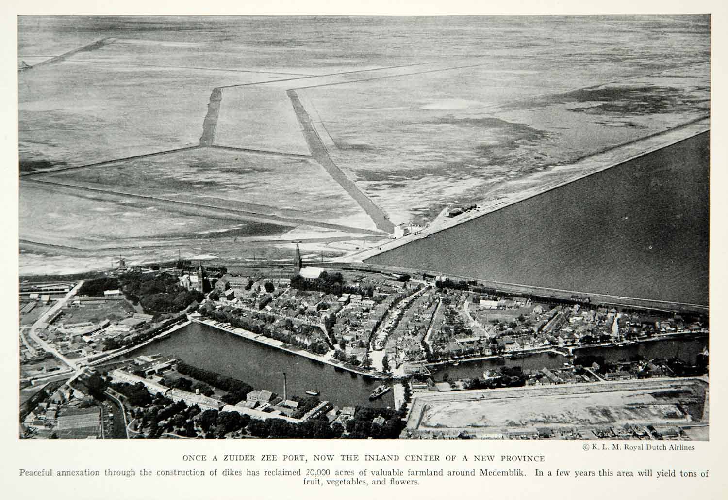 1933 Print Medemblik Farmland Aerial View Dutch Netherlands Historical NGMA2