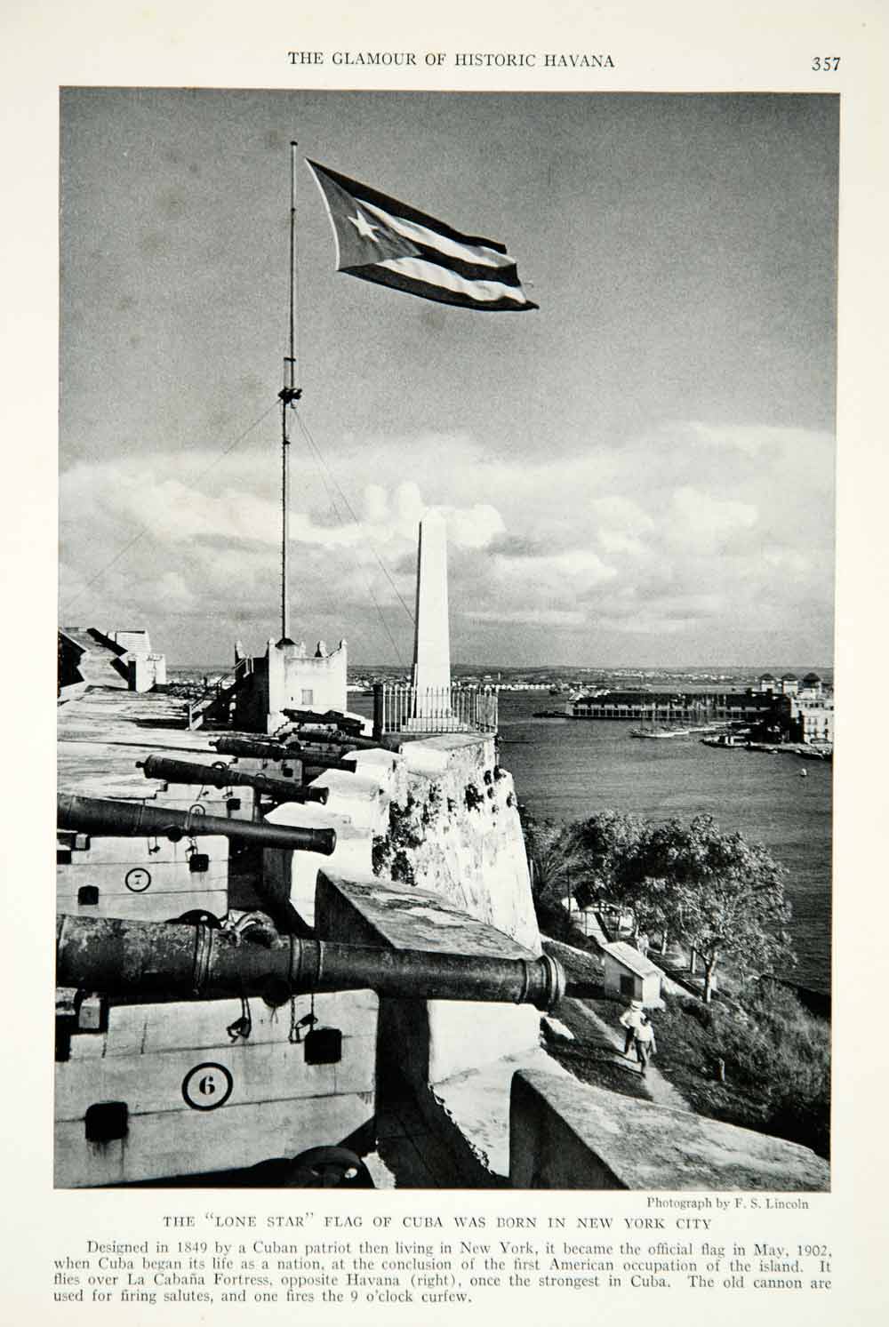 1933 Print Texas Flag La Cabana Fortress Havana Harbor Cuba Historical NGMA2