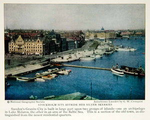 1928 Print Stockholm Sweden Waterfront Architecture Historical Image View NGMA2
