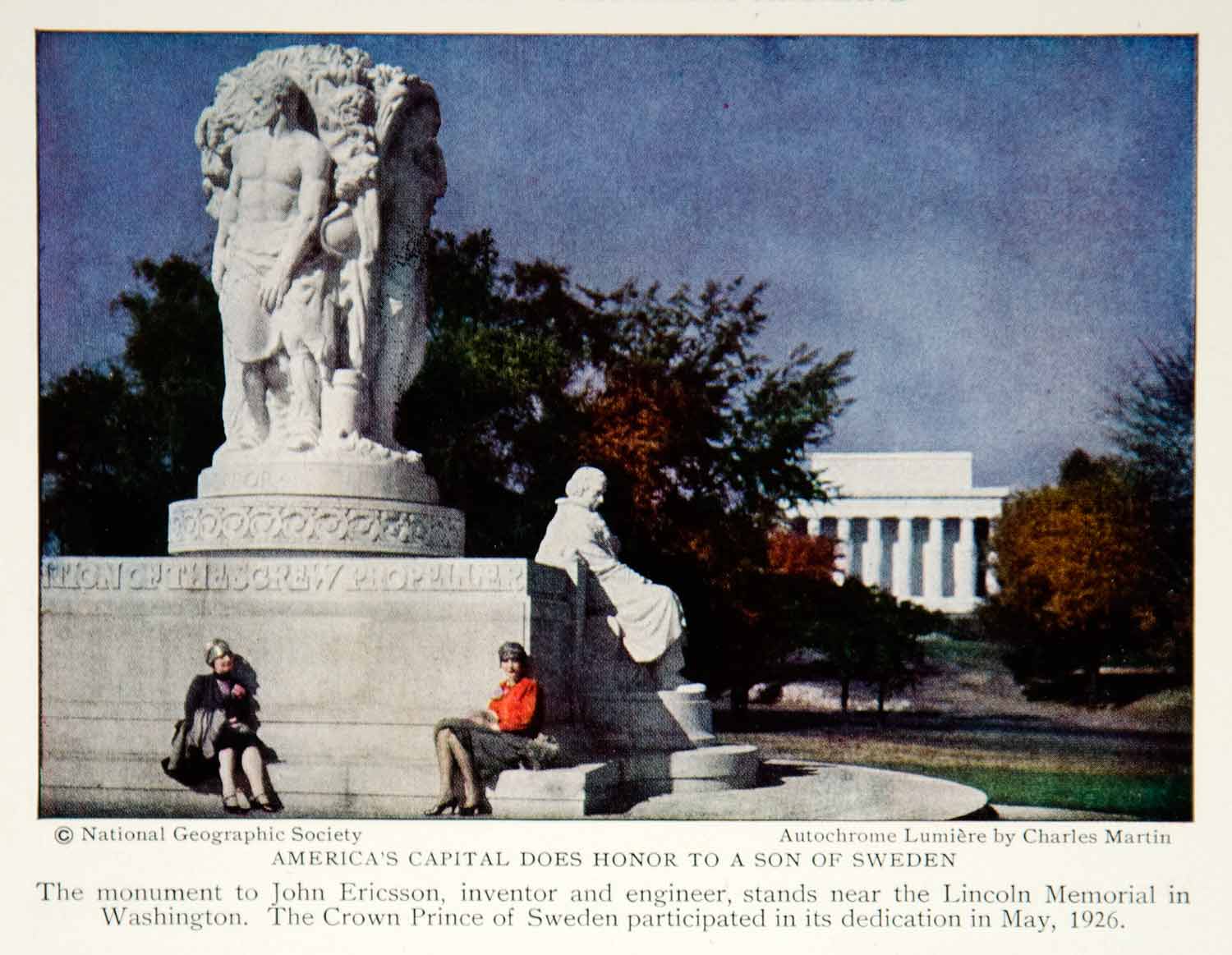1928 Print John Ericsson Statue Monument Washington D.C. Sculpture Image NGMA2