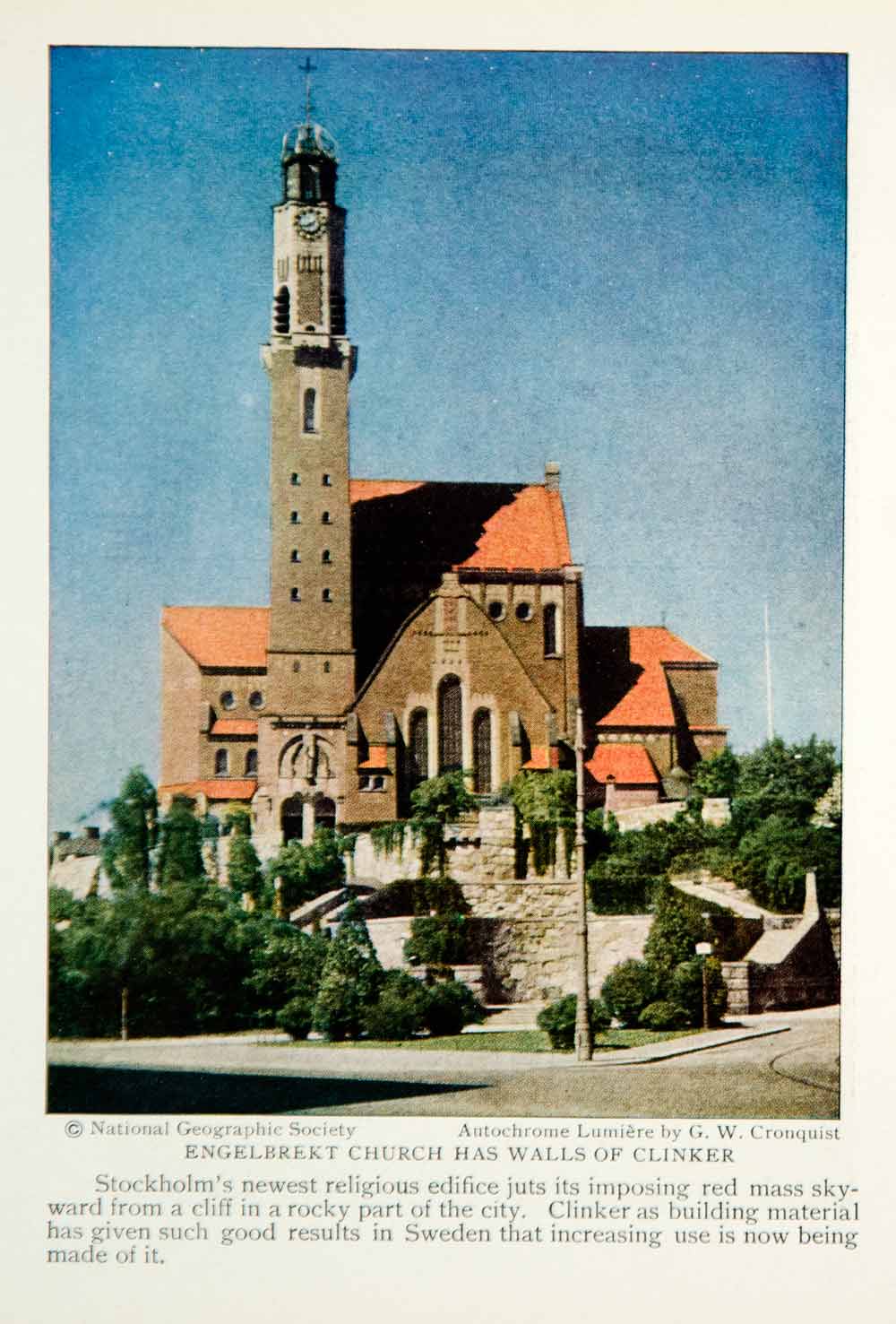1928 Print Engelbrekt Church Architecture Stockholm Sweden Historical View NGMA2