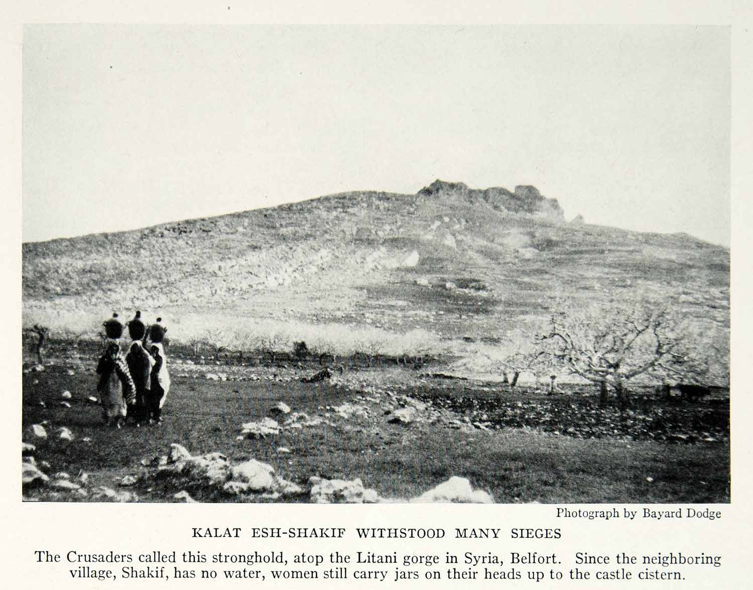 1933 Print Kalat Esh-Shakif Syria Belfort Crusader Stronghold Historical NGMA3