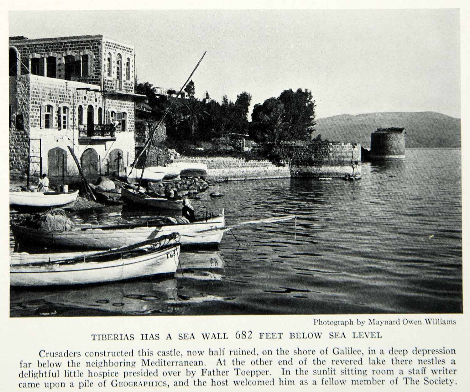 1933 Print Tiberas Galilee Castle Crusaders Ruins Mediterranean Historical NGMA3