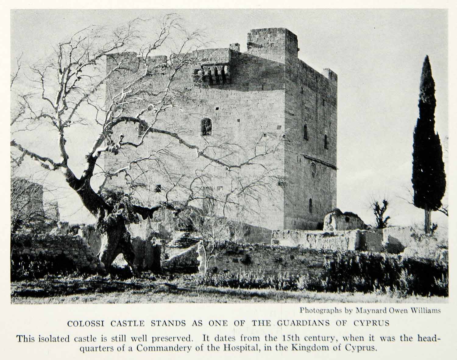 1933 Print Colossi Castle Cyprus Crusader Fortress Historical Stonghold NGMA3