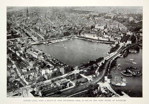 1933 Print Alster Lake Hamburg Germany Aerial View Cityscape Historical NGMA3