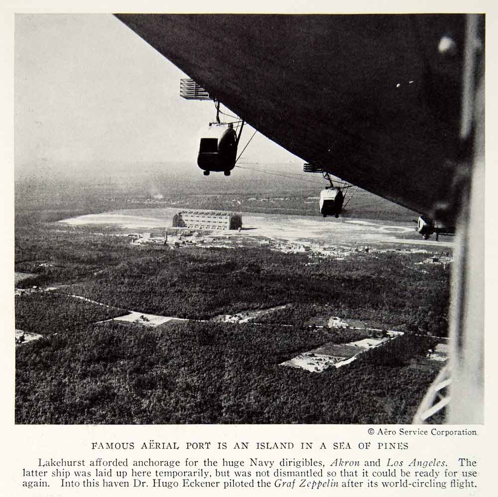 1933 Print Lakehurst New Jersey Aerial Port Dirigible Anchor Airship I