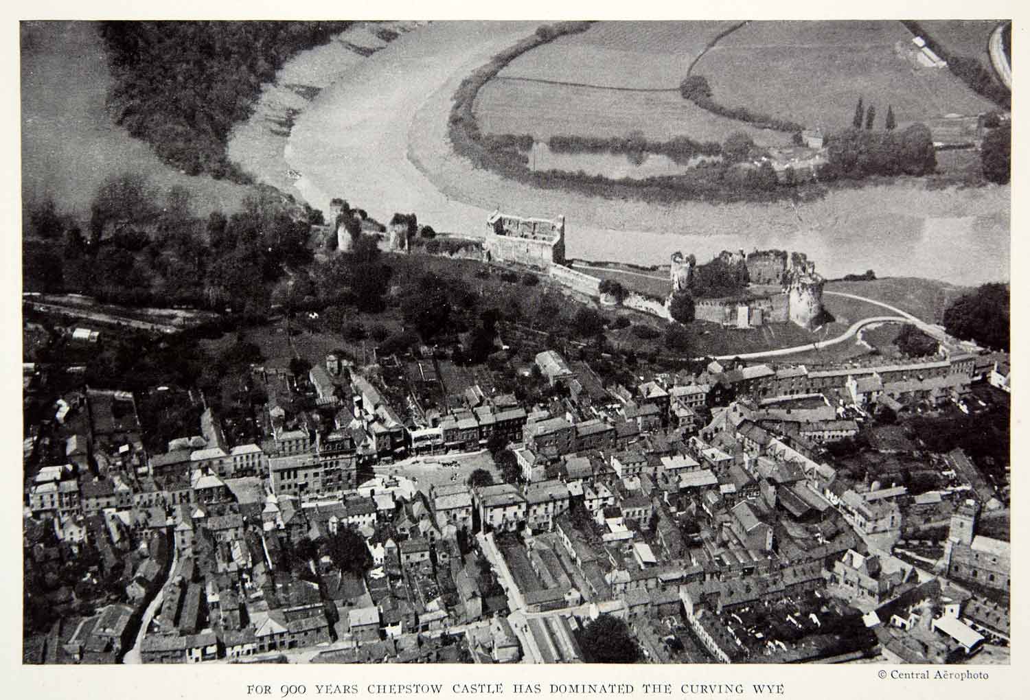 1933 Print Chepstow Castle Norman Fortress Ruins England Historical Aerial NGMA3