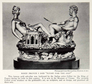1933 Print Gold Saltceller King Francis I France French Royalty Seasoning NGMA3