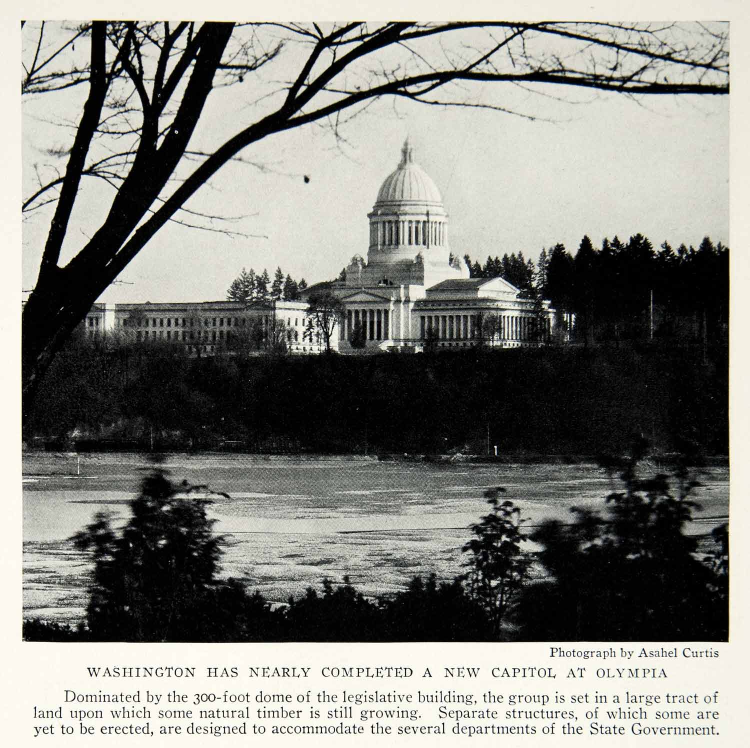 1933 Print Capitol Building Dome Olympia Washington State Architecture NGMA3