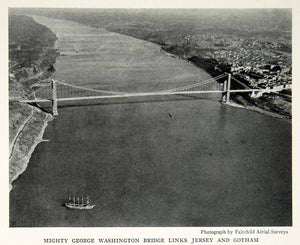 1933 Print George Washington Bridge Manhattan New Jersey York Historical  NGMA3