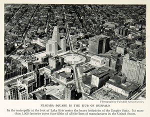 1933 Print Buffalo New York Aerial View Historical Image Cityscape Niagara NGMA3
