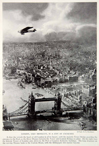 1934 Print London England Aerial View Tower Bridge Cityscape Historical NGMA3