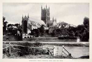1934 Print Worchester Cathedral Worchestershire England Historical Image NGMA3