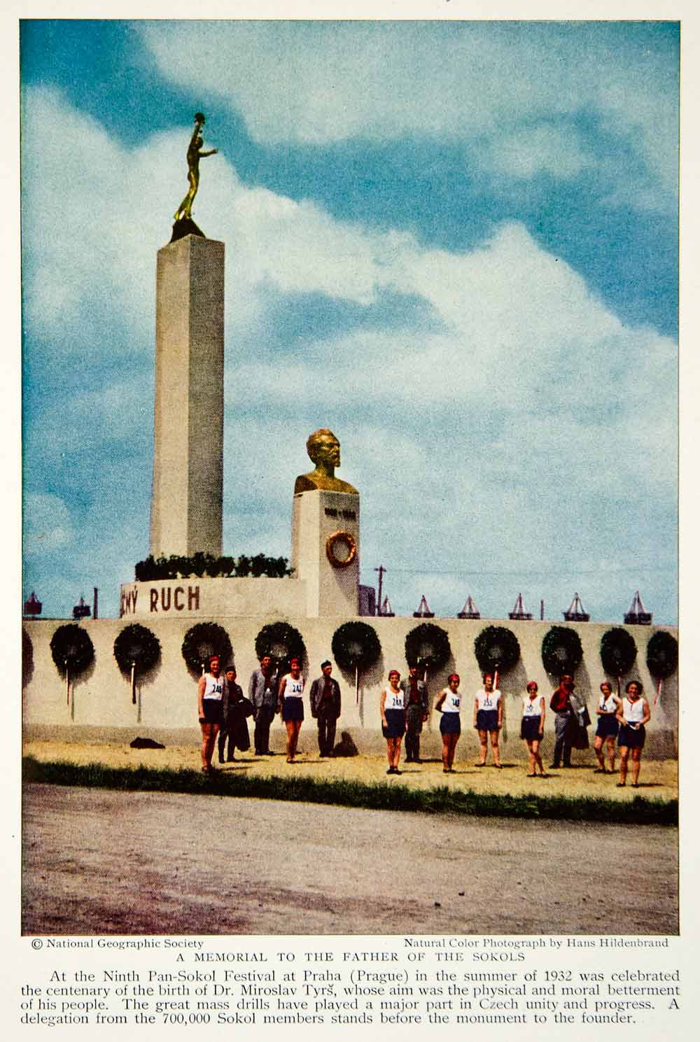 1933 Color Print Miroslav Tyrs Prague Memorial Monument Historical Image NGMA3