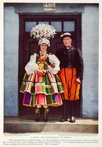 1933 Color Print Lowicz Poland Wedding Traditional Dress Bridge Groom Period Paper Historic Art LLC 1933 Color Print Lowicz Poland Wedding Traditional Dress Bridge Groom Period Paper Historic Art LLC