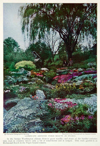 1933 Color Print Rock Garden Washington State Richmond Beach Flowers Image NGMA3