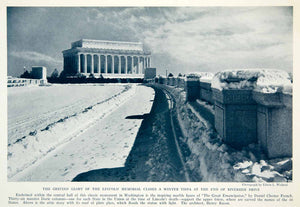 1935 Print Lincoln Memorial Monument Riverside Drive Washington DC Snow NGMA5