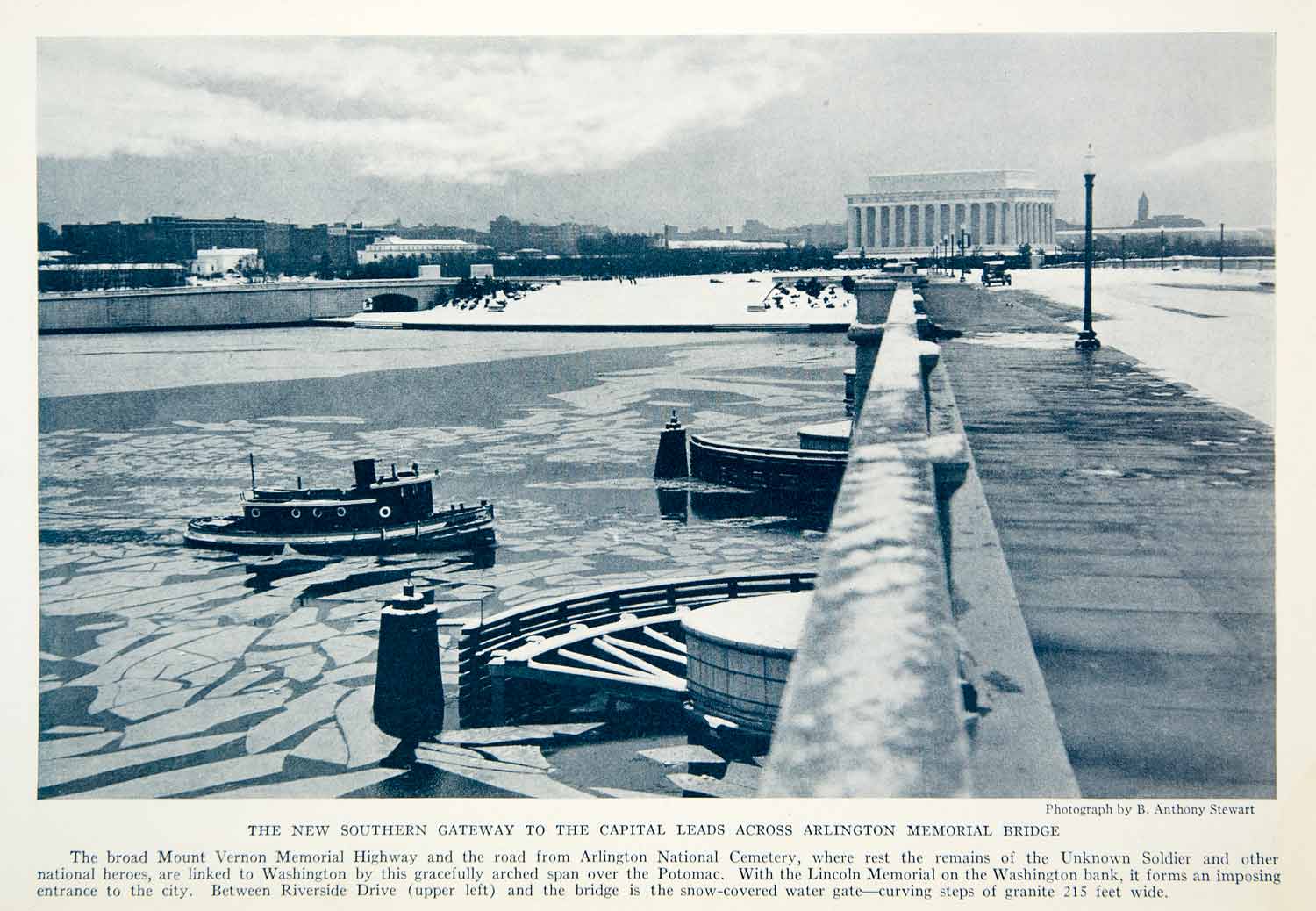 1935 Print Arlington Memorial Bridge Lincoln Monument Washington DC River NGMA5