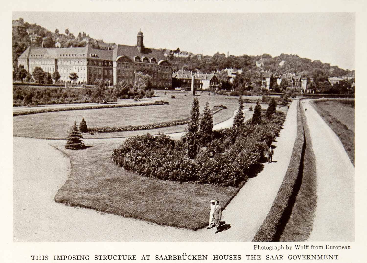 1935 Print Saarbrucken Houses Saar Government Garden German Landscape Walk NGMA5